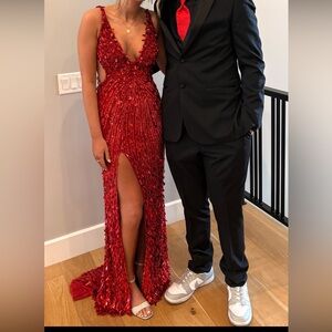 Sherri Hill 54912 HTF RED unaltered sz 4 Prom Sequin Dress Mint condition.